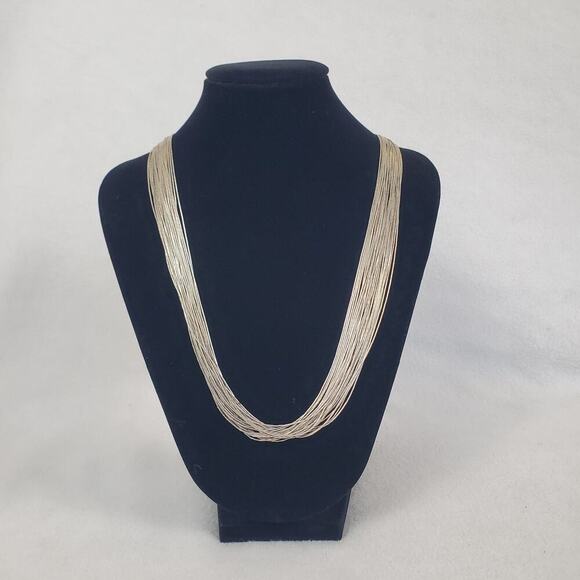 Native American 30 Strands Liquid Sterling Silver Necklace 30" Navajo Rising Sun - Picture 1 of 11